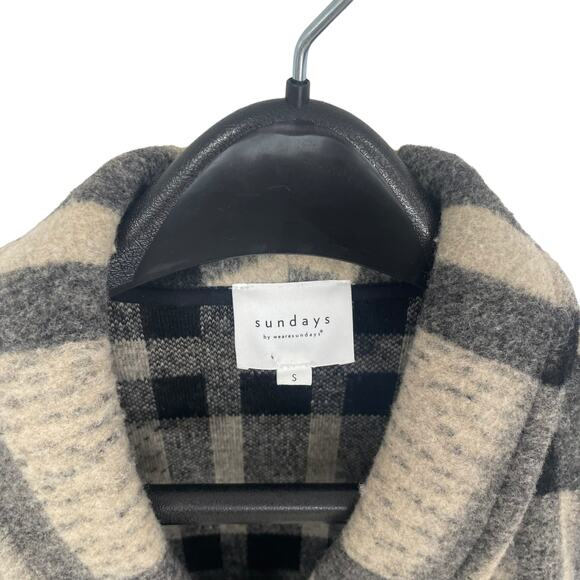 Sundays NYC Plaid Button Front Owen Coat Small - Picture 6 of 7